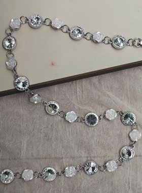 Pbpr原创百搭腋下包替链条白色山茶花花朵水晶钻短款包链条