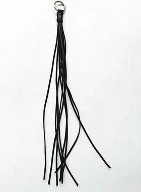 Pbpr牛皮黑色流苏挂饰百搭装饰钥匙扣手工牛皮绳编织潮流挂件饰品