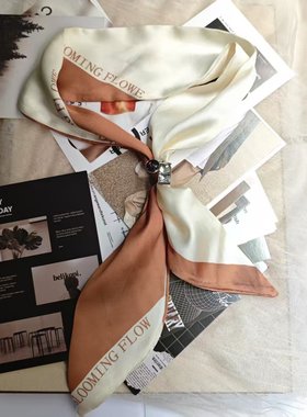 Pbpr原创小众丝巾领巾太雪湖拼色点钻领带百搭发带系脖巾领巾