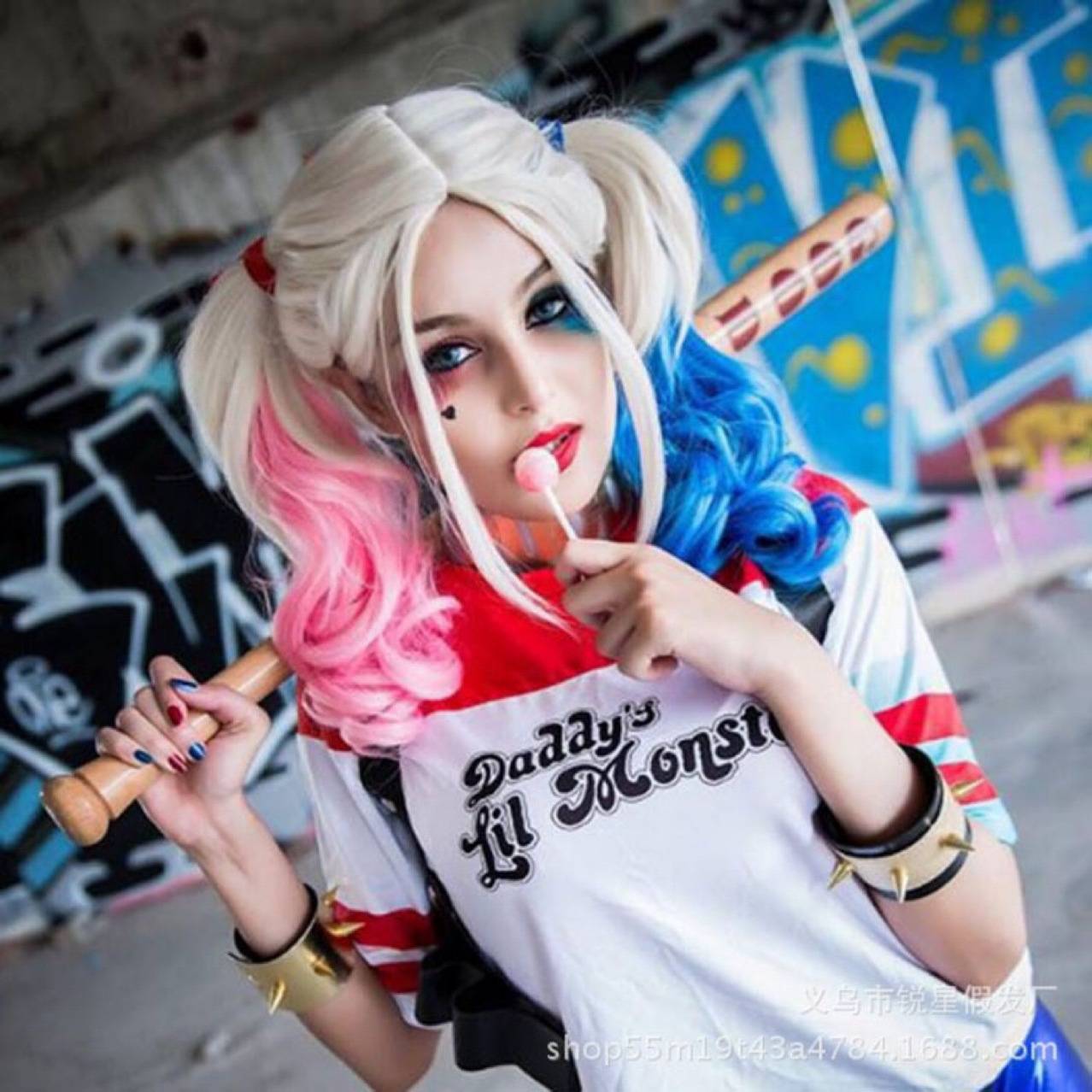 哈莉奎茵渐变色COS假发小丑女
