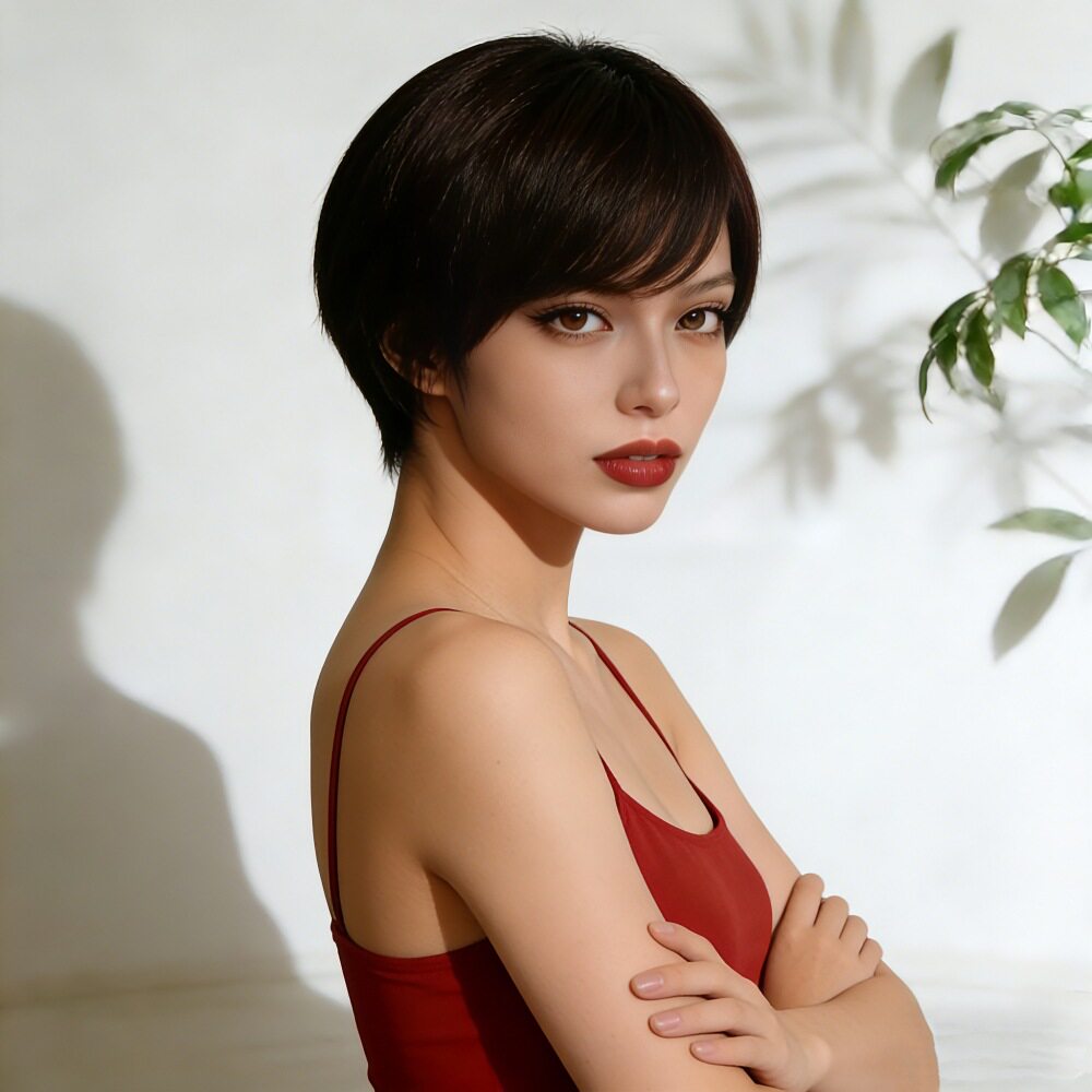 外贸假发女欧美时尚短侧分斜刘海