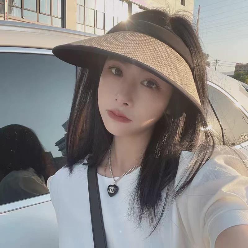 UPF50 + 여성용 여름 대형 브림 태양 모자 UV 안티 UV 빈 탑 태양 모자 사이클링 얼굴 태양 모자