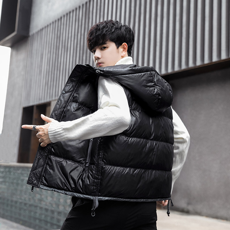 短款连帽羽绒马夹男 日系面包服保暖外套马甲 M508-P120图片