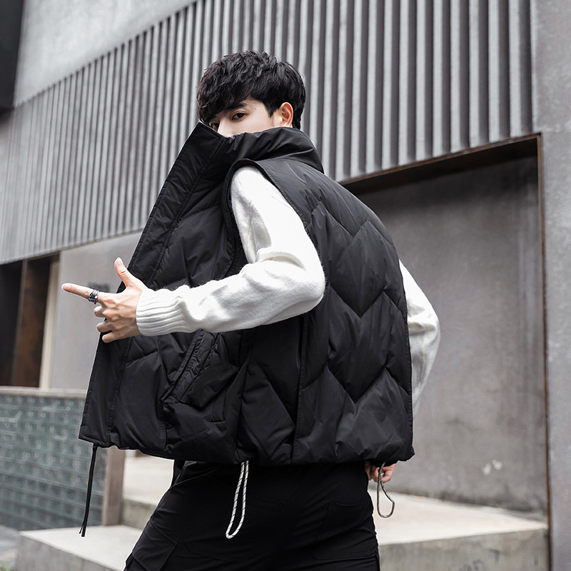 短款立领拼色羽绒马夹男 日系面包服保暖外套马甲 M803-P125图片