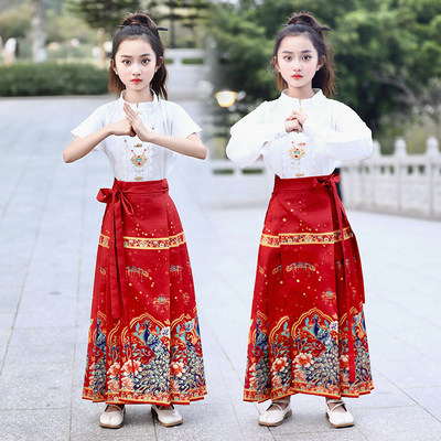 中国风女童古装马面裙套装小女孩汉服裙夏季儿童童装明制唐装春秋