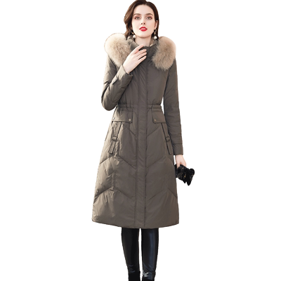 狐狸毛领冬季中长款气质鸭绒外套