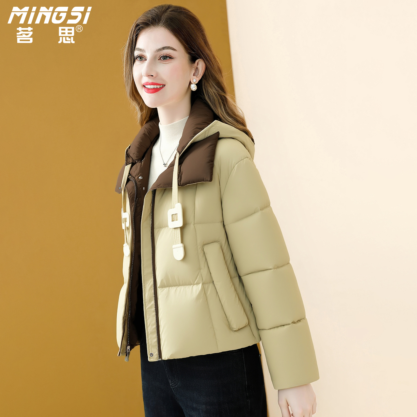 时尚休闲双面穿鹅绒羽绒服女