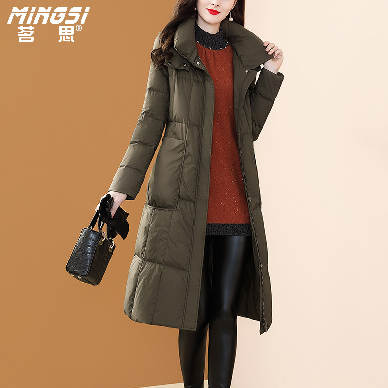 茗思冬季中长款白鸭绒羽绒服女新款气质立领系带加厚保暖外套,女装/女士精品,羽绒服,淘宝优惠券,粉丝福利购,淘宝优惠卷