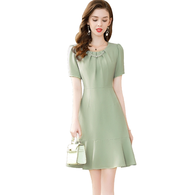 茗思法式纯色显瘦鱼尾裙全场满减