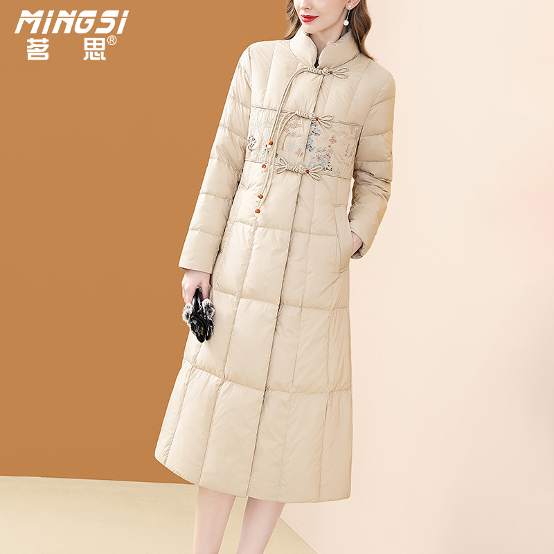 新中式白鸭绒加厚保暖中长羽绒服