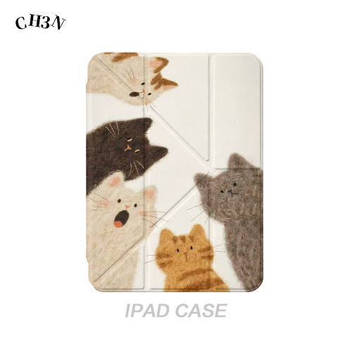 CH3N·猫猫聚会适用ipad pro2025保护套书本苹果平板Air8/7/6防弯亚克力Y折叠13寸小众mini7/6创意iPad12/11