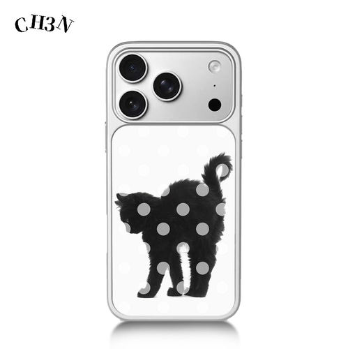 CH3N·波点黑猫iPhone17/16promax手机壳电镀银苹果15小众ins韩系古早创意14写实苹果13新款个性防摔保护壳