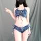 女绑带性感抹胸上衣短裤 露出任务心机女辣妹牛仔裤 套装 热裤 超短裤