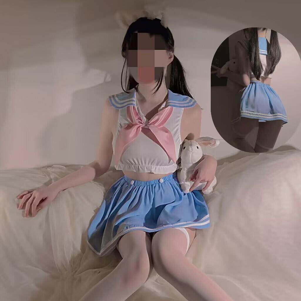 奶萌学妹》二次元学院风露腰海军水手JK制服性感甜美诱惑纯欲短裙