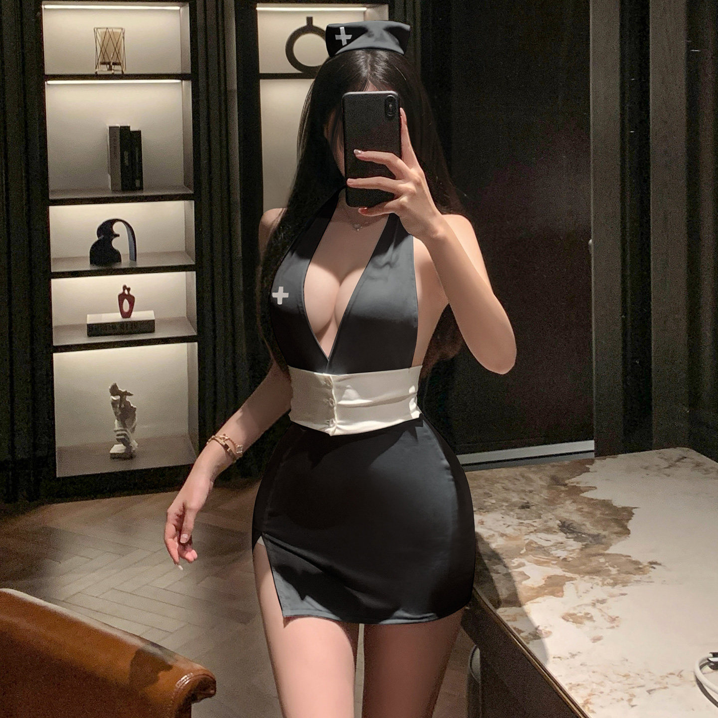 甜氧护工 性感镂空小胸纯欲cosplay护士制服套装角色扮演短裙qqny