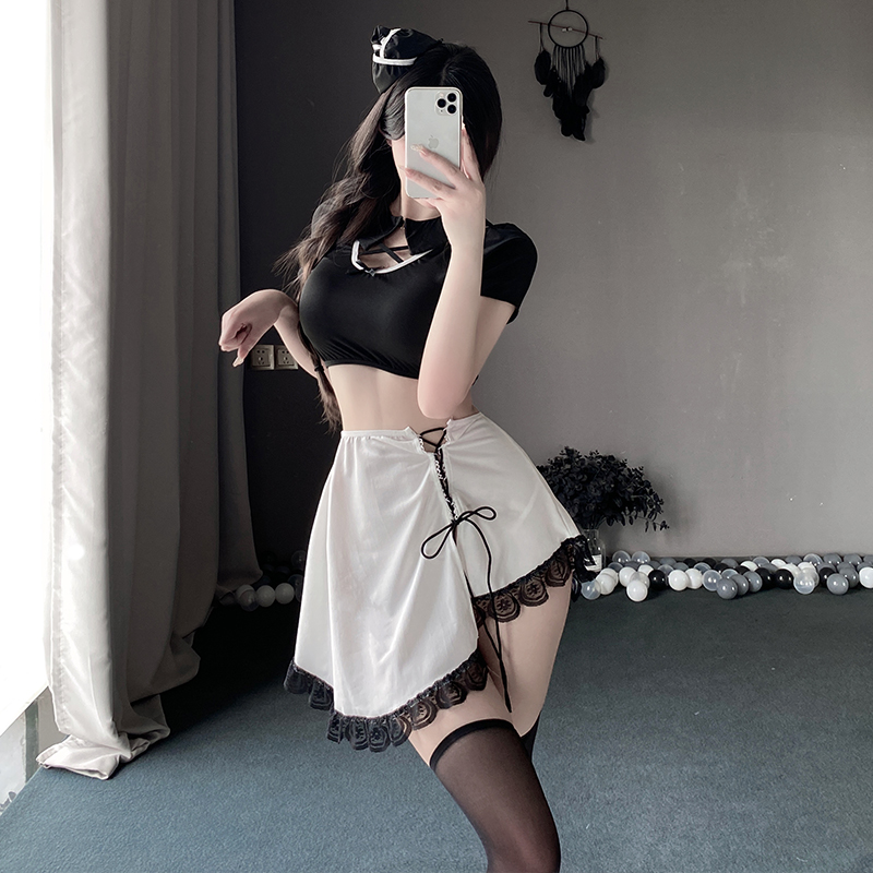 性感纯欲绑带开叉女警官可爱短裙