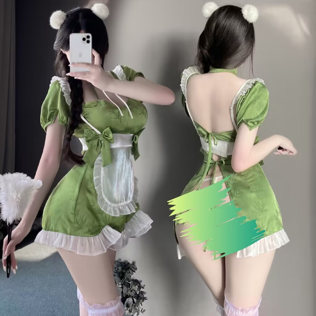 女性感镂空开叉可爱女仆家居服