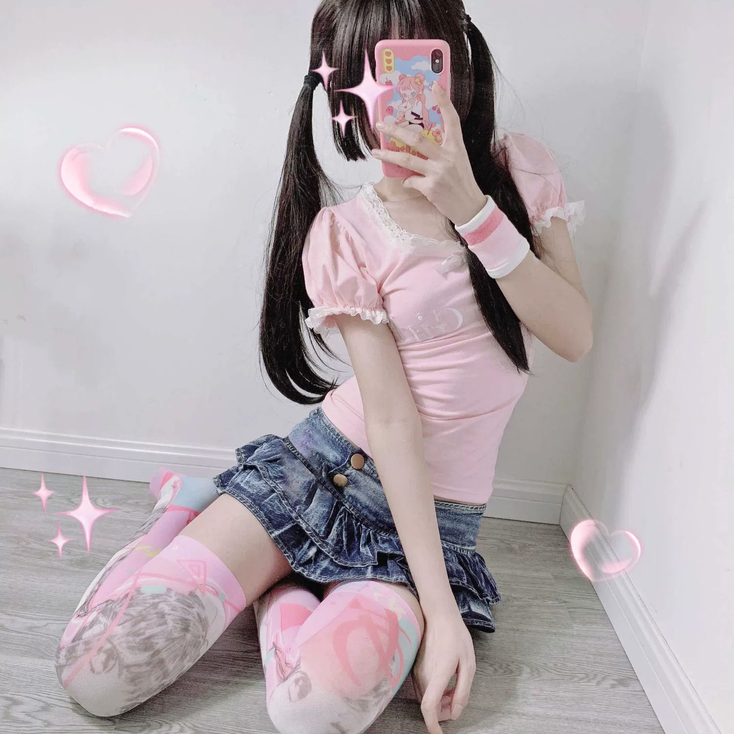 性感可爱心机蛋糕牛仔超短裙