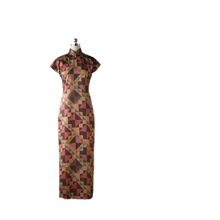 钻蕴华彩丨一城风絮丨真丝短袖印花复古民国风盘扣旗袍日常女