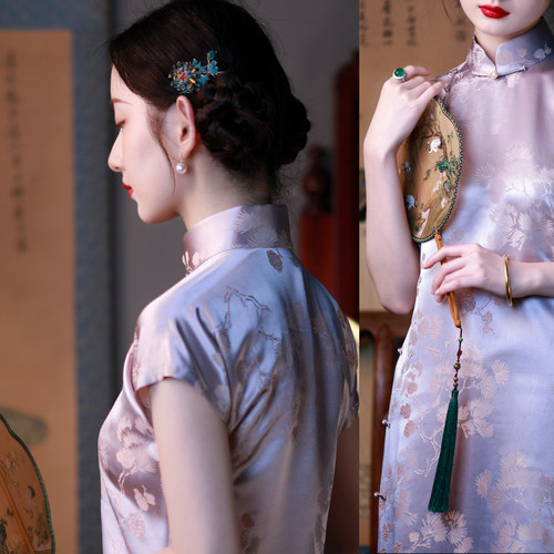 晴烟紫雾丨一城风絮丨提花旗袍