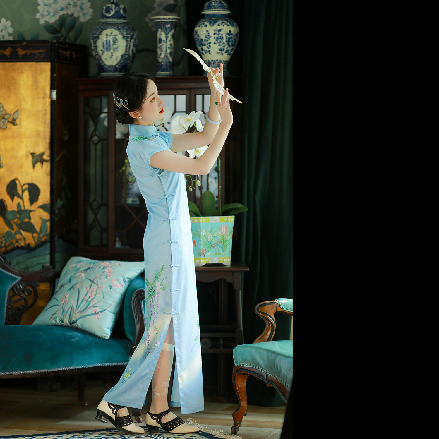 风袅紫萝丨一城风絮丨全开襟旗袍