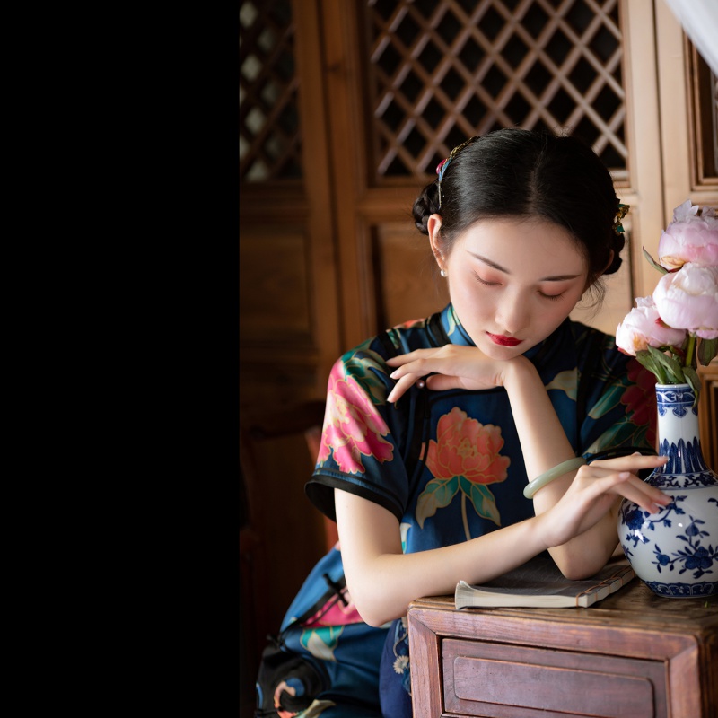 落金樽丨一城风絮丨重缎如意旗袍