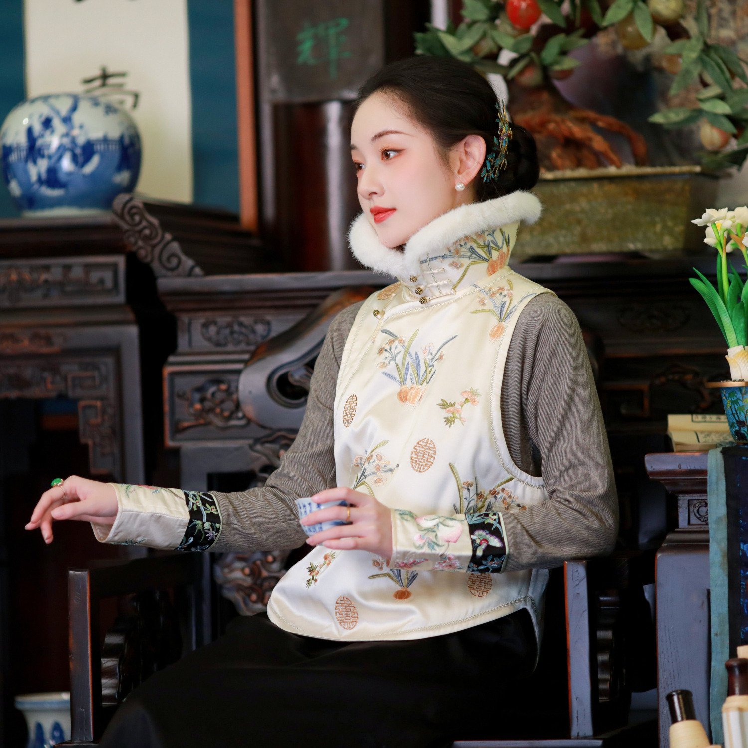 福光仙影丨一城风絮丨保暖短马夹