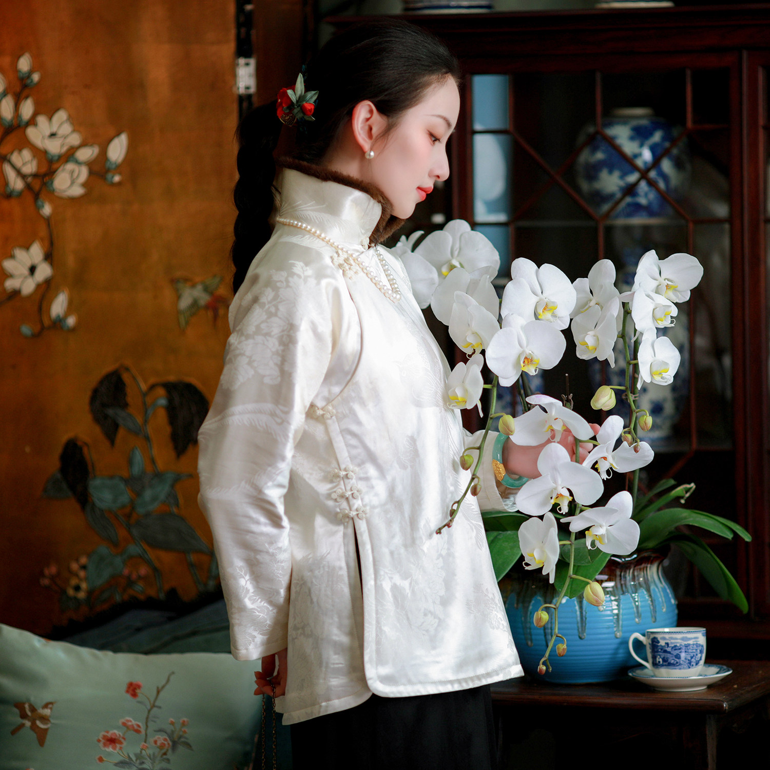 白雪霜芬丨一城风絮丨复古提花缎手工花扣夹棉元宝领国风上衣,女装/女士精品,汉服上装,淘宝优惠券,粉丝福利购,淘宝优惠卷