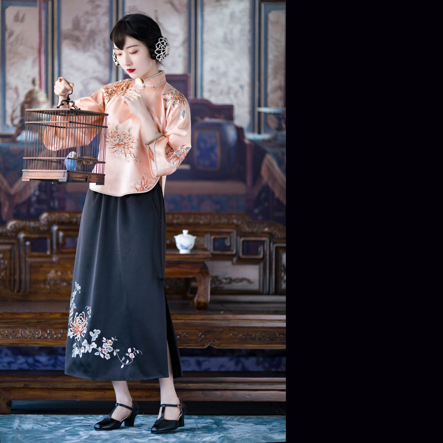 三月惜春丨复活款丨一城风絮真丝绣花倒大袖民国复古中式小衫上衣,女装/女士精品,上衣,淘宝优惠券,粉丝福利购,淘宝优惠卷