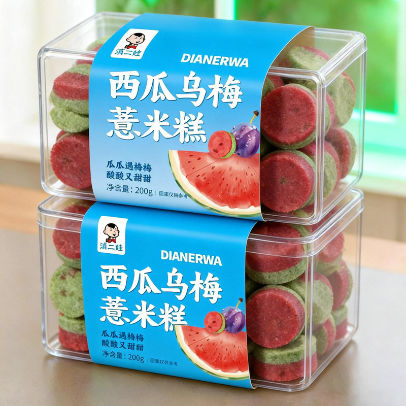 滇二娃西瓜乌梅薏米糕蔓越莓青梅小吃零食健康饱腹代餐糯叽叽早餐,零食/坚果/特产,米糕/桂花糕/发糕,淘宝优惠券,粉丝福利购,淘宝优惠卷