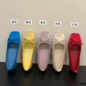 内增高3CM杏色温柔晚晚鞋 春秋红色缎面芭蕾舞单鞋 女鞋 子2025新款