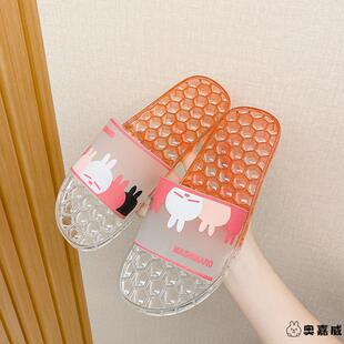 拖鞋 百搭网红ins学生外穿水晶透明防滑室内 夏女防滑防臭韩版 时尚