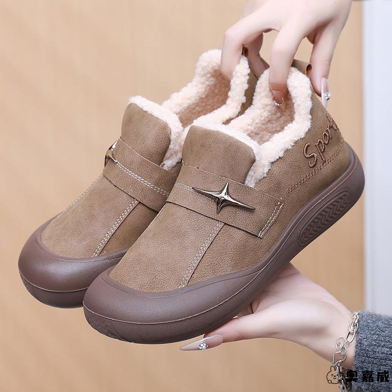 冬季老年人防滑鞋子女2025加绒防水女雪地靴