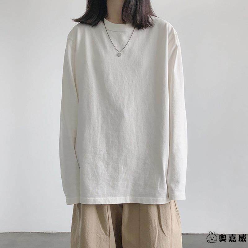 秋季打底衫女可外穿纯棉白色长袖t恤女生宽松卫衣内搭休闲打底衫