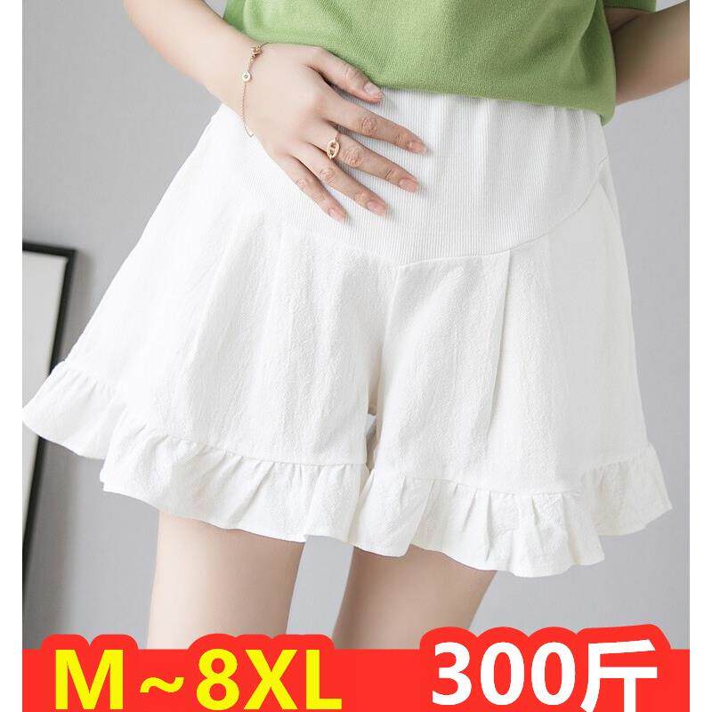 孕妇外穿高腰托腹休闲短裤超大码夏季薄款荷叶边安全裤子打底裤
