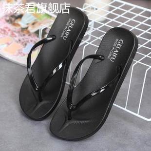 情侣浴室凉拖鞋 女夏 女平底简约防滑软底时尚 休闲潮流夹脚人字拖鞋