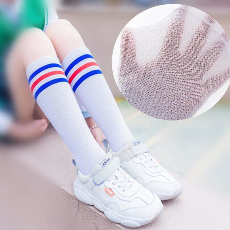 夏季中长筒袜子网眼儿童女过膝足球纯棉薄款棒球白色表演男童学生