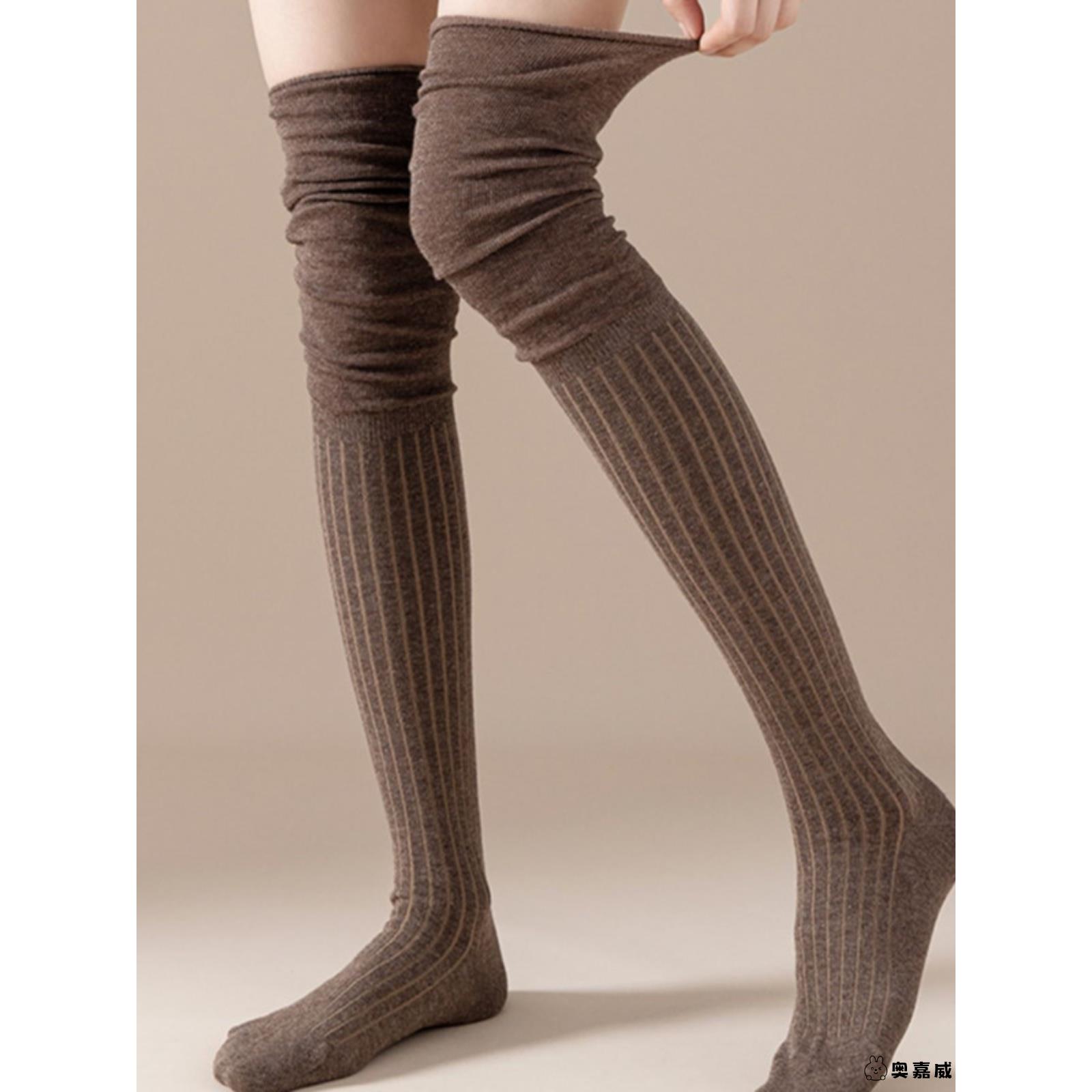 长筒袜冬季靴子堆堆拼接过膝搭配