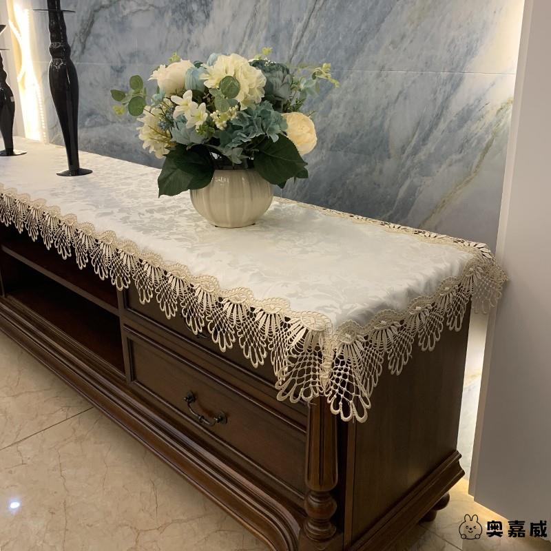 茶几电视柜桌布布艺鞋柜盖布网红蕾丝欧式长