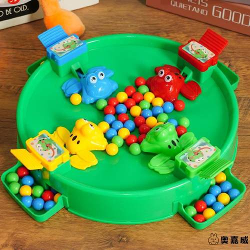 儿童青蛙吃豆豆玩具男孩二人对战亲子互动桌