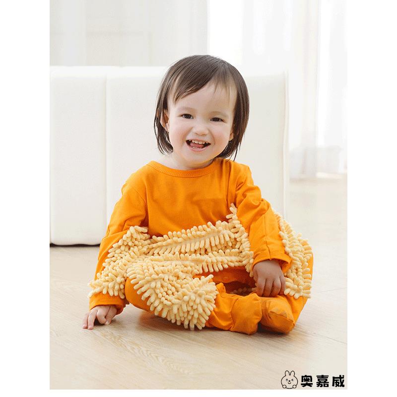 冬季宝宝防脏地板爬行服拖地爬爬服防脏连体衣罩衣擦护膝春秋长袖