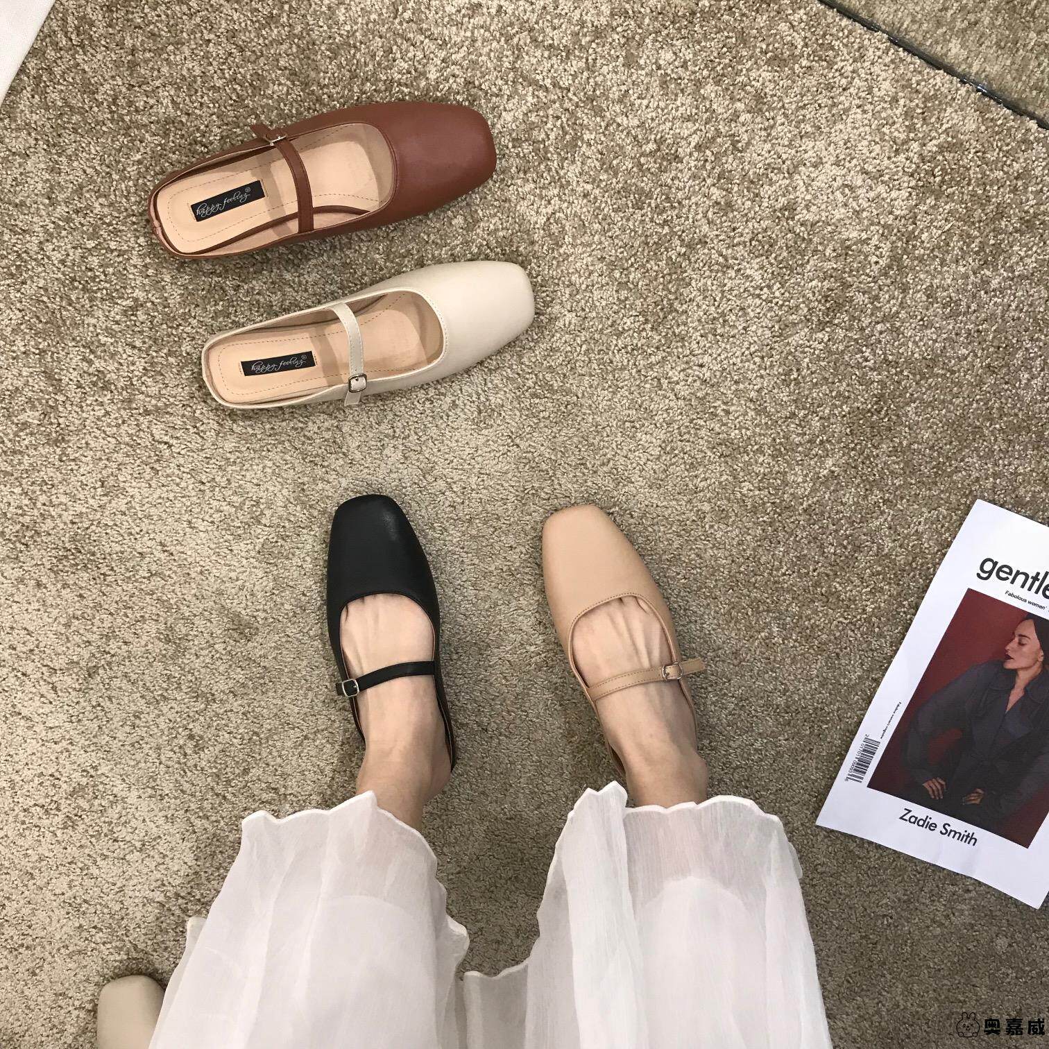 平底包头半拖鞋女鞋子外穿2025年新款秋季黑色凉拖半托玛丽珍单鞋