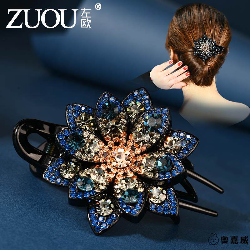 发夹头饰后脑勺大号盘发鸭嘴夹发卡子女头发夹子带钻发饰妈妈抓夹