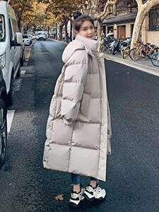 2023新款冬季过膝超长款羽绒服女男外套中戏情侣款黑色白鸭绒艺考
