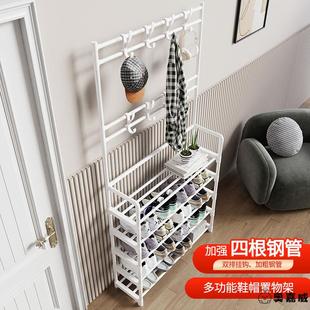 鞋架子多层家用鞋帽架落地一体式多功能简约衣帽架门口鞋子收纳架