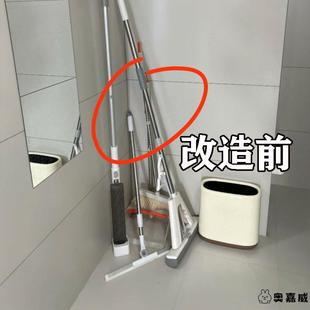 卫生间拖把挂钩免打孔扫把固定器家用门后吸盘强力壁挂旋盖小宝