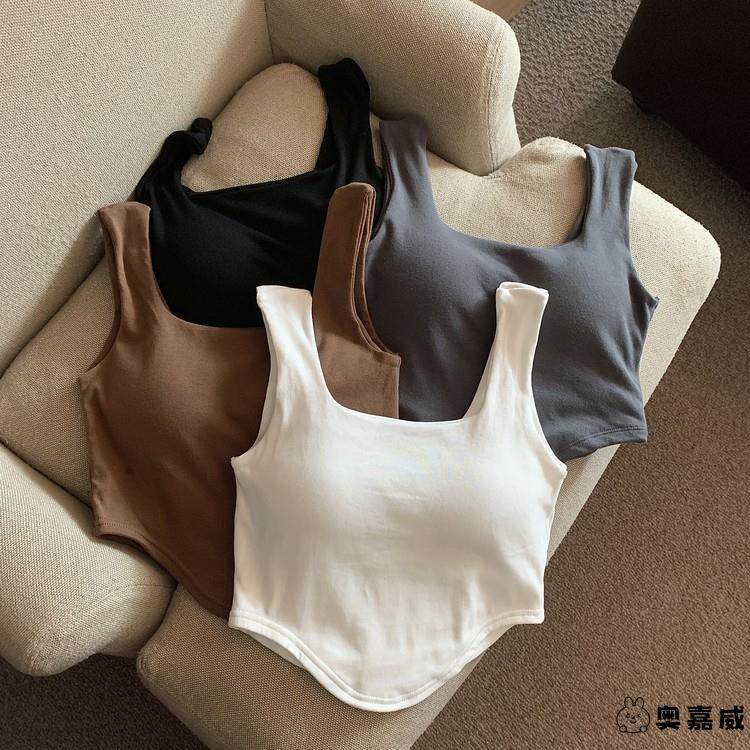 秋季新款白色方领带胸垫吊带背心女内搭纯欲辣妹性感短款抹胸上衣,女装/女士精品,背心吊带,淘宝优惠券,粉丝福利购,淘宝优惠卷