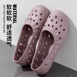 夏 女士防滑拖鞋 2025新款 妈妈凉鞋 包头镂空舒适轻便软底防滑洞洞鞋