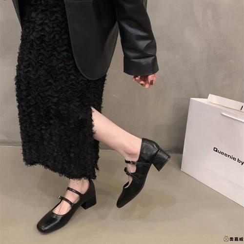 法式中高跟黑色单鞋女鞋子2025新款春秋冬季