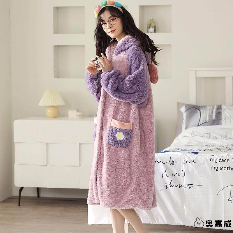 女士浴袍洗澡专用吸水不掉毛珊瑚绒睡袍长款睡衣加绒宽松甜美卡通,女士内衣/男士内衣/家居服,睡袍/浴袍,淘宝优惠券,粉丝福利购,淘宝优惠卷